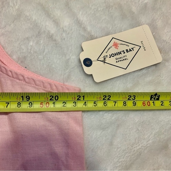 NWT St. John’s Bay Dress Petite Large (PL) Mini Ruffled Orange Pink Sleeveless - Picture 14 of 14